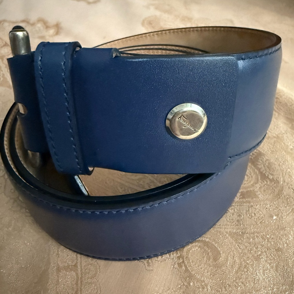 Salvatore Ferragamo Blue Silver Belt Classic Design - Picture 7 of 9